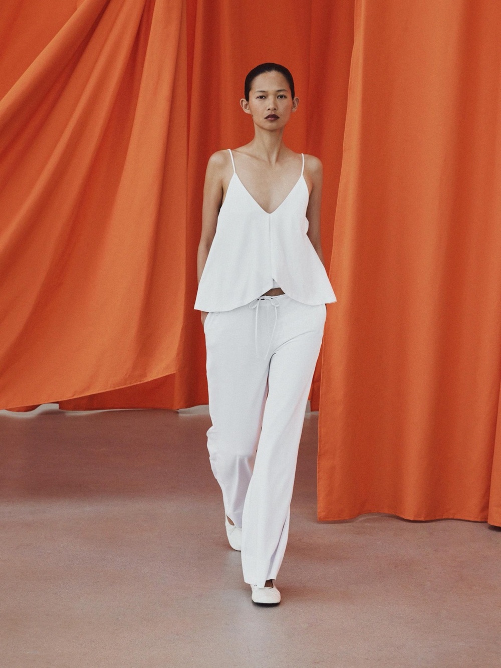 Zara - Straight Leg Cotton Trousers - WHITE